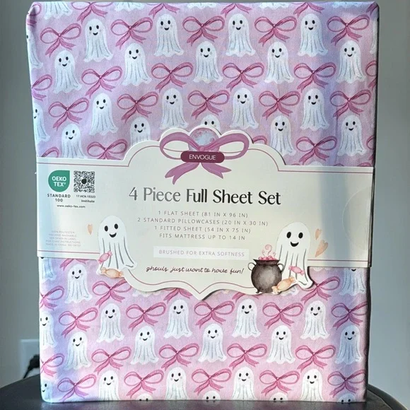 New Envogue Pink Ghost and Bows Full Sheet Set ghost 👻 - Picture 3 of 13